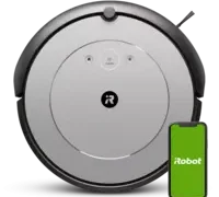 A sleek, modern robot vacuum effortlessly cleaning a living room floor, showcasing the ROOMBA i1's efficiency and convenience.