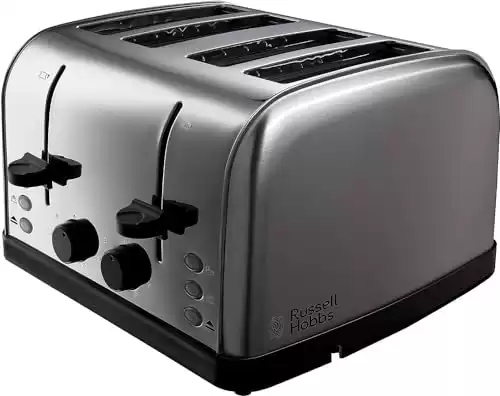 Russell Hobbs 4 Slice Toaster with brushed sides; Sandwich Toaster