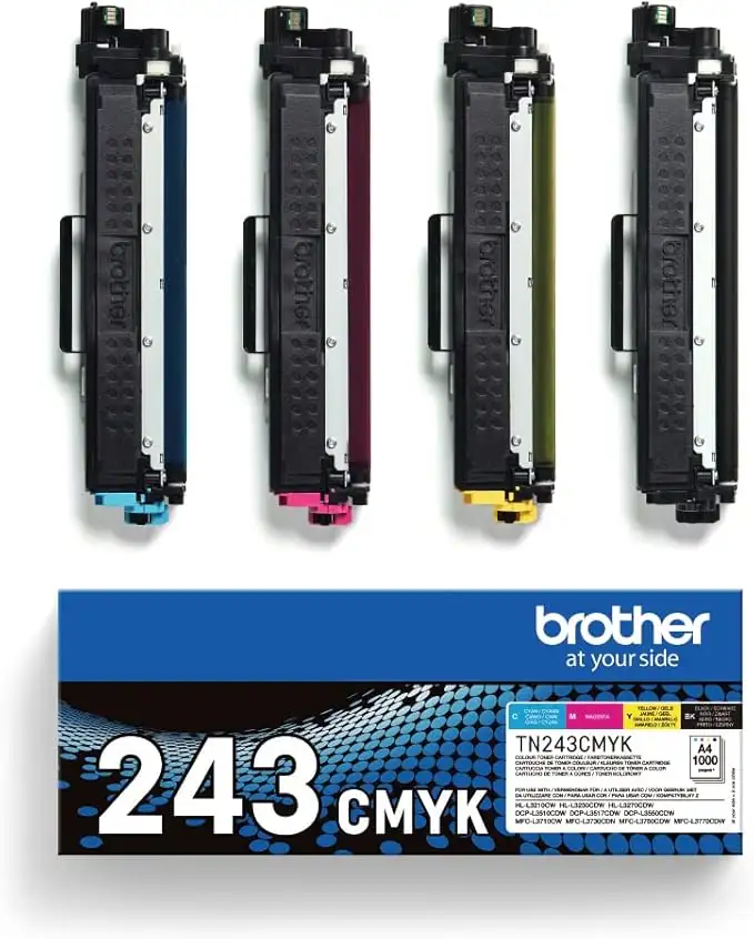 Brother TN-243 toner cartridges in CMYK pack layout