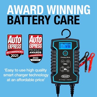 8A 12V/24V smart charger connected to a van battery