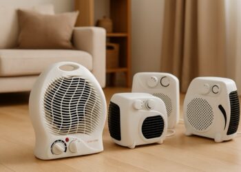 Top 5 thermo fan heaters under £15 placed in a cozy living room setting for efficient home heating.
