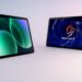 Two Xiaomi Pad 8 tablets displayed on a soft studio background showing their 3.2K screens and slim design.