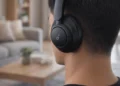 A person wearing Anker Soundcore Space 2